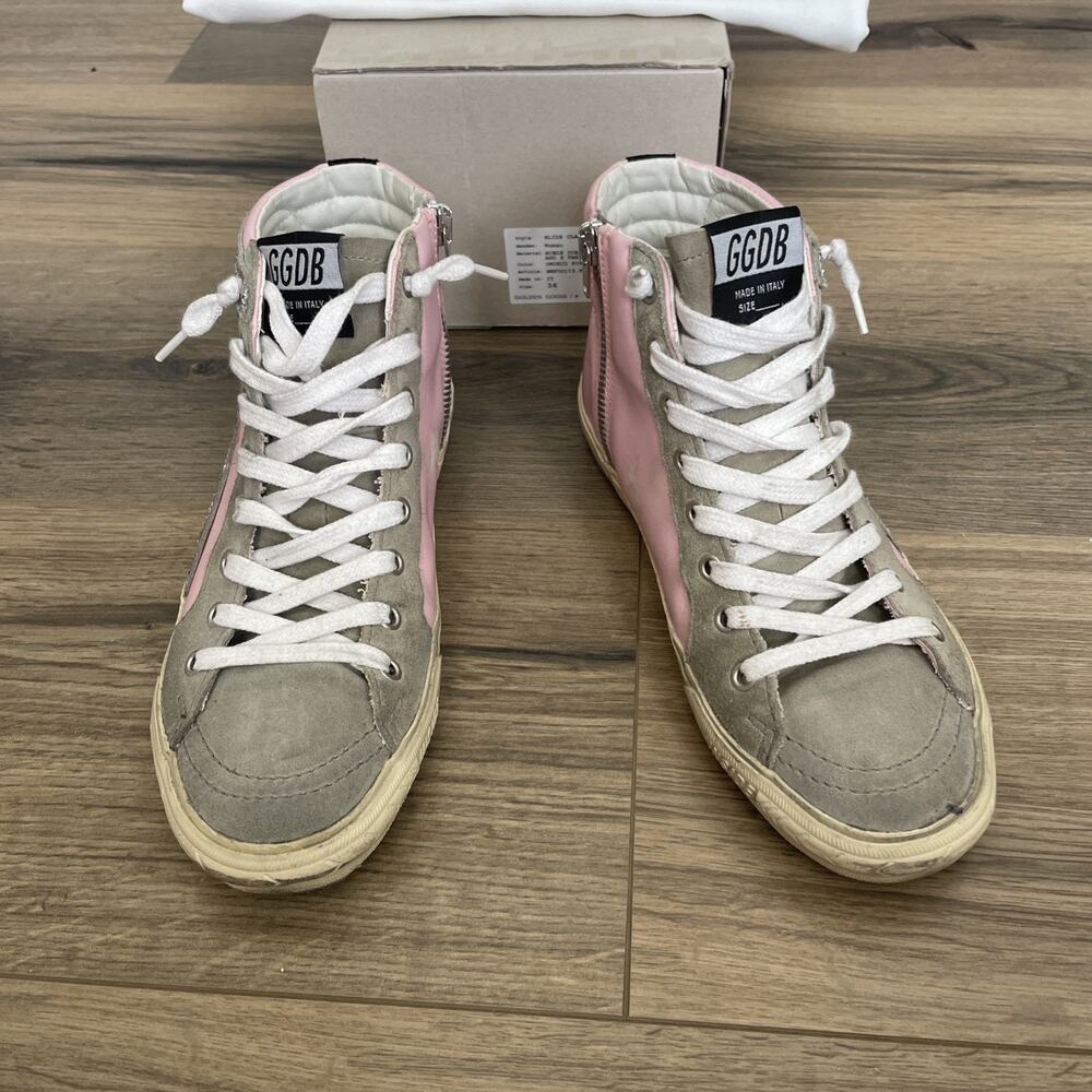 Golden Goose Slide Sneaker Dreamed in Venice Size 36 US 6 Pink Glitter High Top - Picture 6 of 15